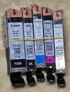 Genuine Canon PGI-270 Black CLI-271 Color Ink Cartridges Cyan Magenta Yellow - Afbeelding 1 van 6