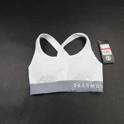 Sutiã esportivo feminino Under Armour branco/cinza novo com etiquetas - Imagem 1 de 3