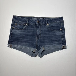 Pantalones cortos de mezclilla American Eagle Outfitters súper elásticos con puños para mujer talla 12 - Imagen 1 de 16