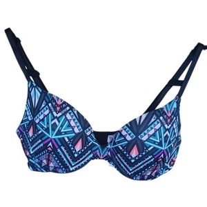 Victoria's Secret Pink Wear Everywhere Push Up Bra Women's 34B Black Geometric  - Picture 1 of 7