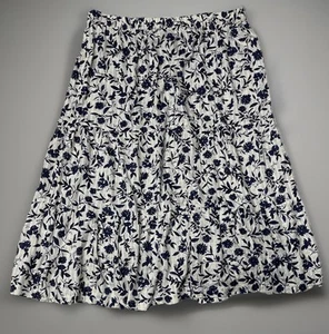 Antigua Falda Azul Marino Grande Azul Floral Crepé Midi Boho Cottage Core Cintura Elástica XL - Imagen 1 de 5