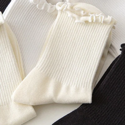 Nahtlose wadenhohe Zehensocken mit gewellter Spitze bequeme Baumwolle für den t - Bild 1 von 4