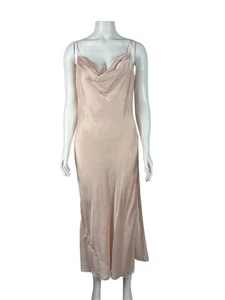 VTG Victorias Secret Silk Slip Long Nightgown Small Cowl Neck Tie Back Lingerie - Picture 1 of 6