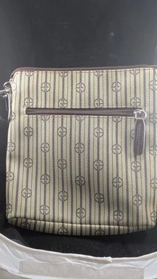 Bolsa tiracolo GIANI BERNINI marrom escuro bronzeado listra assinatura - Imagem 1 de 4