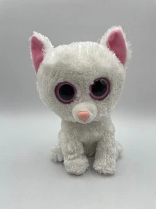 Ty Beanie Boos Cashmere White Kitty Cat Solid Pink Eyes 9" Plush Medium 2011 - Picture 1 of 11