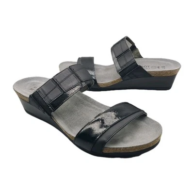 Naot Womens Sandals Shoes Wedge Heel Platform Slide Black Sz 39 US 8 New - Image 1 of 4
