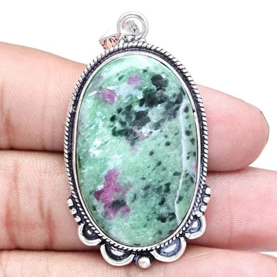 Pendant Ruby Zoisite Gemstone Handmade Mother's Day Gift 925 Silver Jewelry 2" - Image 1 of 4