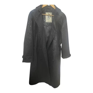 Four Seasons Ladies Black Mid Length Coat Double Breasted Collar Pockets UK M - Picture 1 of 9