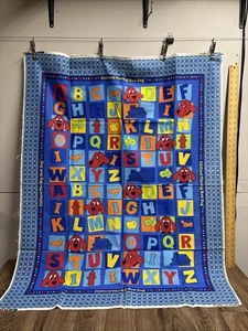 Clifford Big Red Dog A to Z Quilt Top Material Panel Blue Alphabet Cranston F2 - Picture 1 of 10
