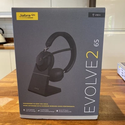 Jabra Evolve2 65 Stereo Wireless Headset (MS Teams, USB-A) & Charging Stand BNIB - Image 1 of 3