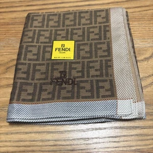Pañuelo Fendi Bufanda Zucchino Logo Bordado 50cm Beige Vintage - Imagen 1 de 2
