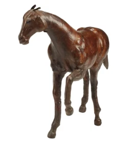 Sculpture, Horse, Large, Leather-Clad, 25"H X 28"L, Handsome Home Decor! - Picture 1 of 5