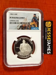 1982 S 50C PROOF SILVER WASHINGTON COMMEMORATIVE HALF DOLLAR NGC PF70 ULTRA CAM - Picture 1 of 2