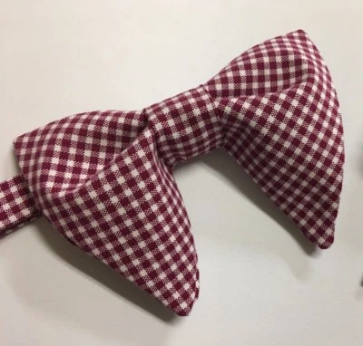 Pajarita Hecha a Mano Estilo Vintage Años 70 Borgoña Cuadros Guinga Regalo 4 Él, Boda Foto 1 de 3