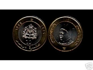 MOROCCO 10 DIRHAM KM-Y92 1995 x 1 Pcs BIMETAL KING HASSAN UNC MORROCCON COIN - Picture 1 of 6
