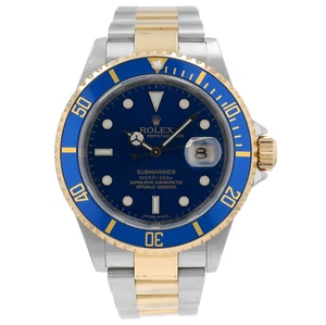 2008 Rolex Submariner 16613 TwoTone Watch Blue Dial Oyster  w/ Box & Cert 40mm - Picture 1 of 7