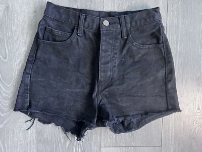 J. John Galt Denim Shorts Black Button Fly Cut Offs Raw Hem Junior Size S - Image 1 of 4