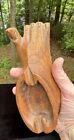 Vintage Wooden Big Yoga Toe 6" Ashtray Weird Unusual Body Part Wood -A73