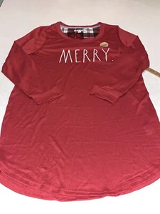 Rae Dunn Women's Christmas Holiday Nightgown Pajamas Red Merry Large NWT - Picture 1 of 6