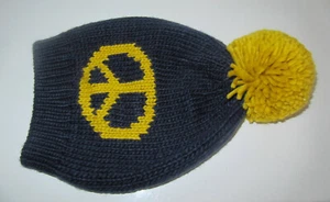 S. OLIVER STRICKMÜTZE mit BOMMEL & PEACE LOGO GELB. BLAU UNISEX - Bild 1 von 4