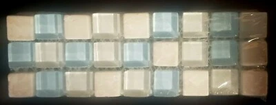 2 x 12 Glass & Beige TILE - Bathroom Accent / Kitchen Backsplash - NEW in pack - Image 1 of 4