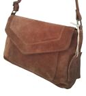 Fat Face Genuine Tan Real Leather Suede Crossbody / Shoulder Bag Good Condition