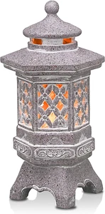 Pagoda Statue Solar Light Resin Zen Lantern Asian Style Lawn Patio Porch Decor - Picture 1 of 8
