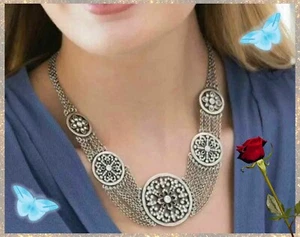 Touchstone Crystal By Swarovski Angelique Antique Bling Medallion Necklace  - Picture 1 of 11