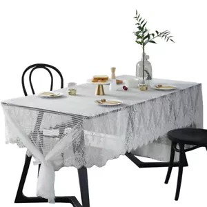 150*300cm White Embroidered Lace Tablecloth Dining Table Cover Mat Wedding Decor - Picture 1 of 8