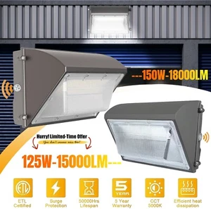 125W/150W LED Wall Pack Daylight 5000K White for Yard Parking Lot Barn Warehouse - Picture 1 of 18