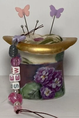 2pc Porcelain Hat Sewing Pin cushions Pillow Notions 22 - Image 1 of 4