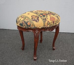Vintage French Style Gold Floral Footstool Bench