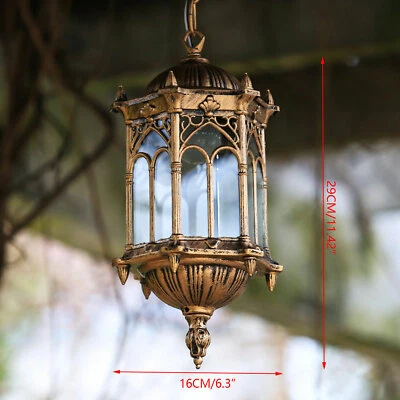 Retro Outdoor Pendant Light Vintage Lantern Yard Hanging Lamp Fixture Waterproof - Image 1 of 4