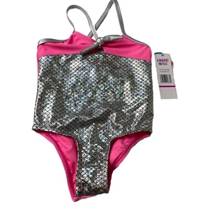 Limited Too Girls Toddler 4T One Piece Swimsuit with Mermaid Scales pink silver - Picture 1 of 8