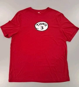 Men's Athletic Works T-Shirt Red White "Thing 3" Crew Neck Cotton Tee L 42-44 - Picture 1 of 6