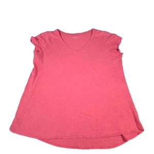 Eileen Fisher Pink Coral T Shirt V Neck Women Size L Organic Cotton Classic - Picture 1 of 5