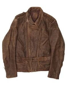 HEIN GERICKE Mens Leather Biker Jacket UK 40 Large Brown Leather CA14 - Picture 1 of 3