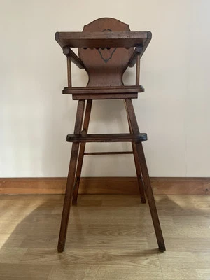 antique wood high chair baby - Image 1 of 4