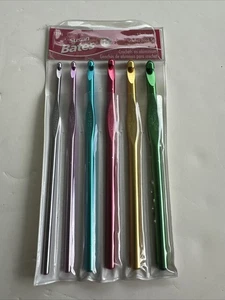 Vintage Susan Bates Silvalume Crochet Hook Set Aluminum 12196 Colorful - Picture 1 of 2
