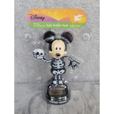 Disney Mickey Mouse Esqueleto Solar Cabeza Bobble Halloween Juguete de Baile Foto 1 de 2