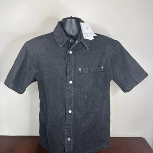 Nike Air Jordan Denim camicia con bottoni uomo piccola nera FZ2131-010 nuova con etichette $120 - Foto 1 di 12