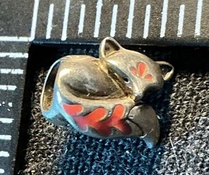 CHAM CN 925 Sterling Silver Bead Charm Fox Sleeping Orange Markings Chamilia - Picture 1 of 8