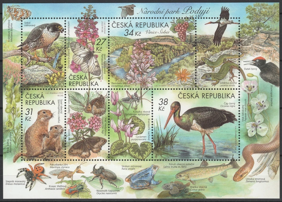 Czech Republic 2023 Fauna Animals, Birds, Butterflies MNH sheet - Image 1 of 1