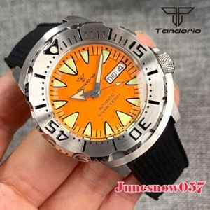 Tandorio 42MM Orange Dial 200M Diver NH36A Automatic Movement Men Watch AR Glass - Picture 1 of 10
