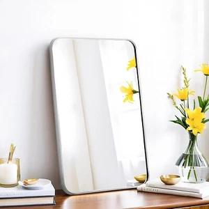 16x24 Rectangle Mirror Full Length Wall Mounted Hanging or Against Wall Metal Fr - Picture 1 of 8