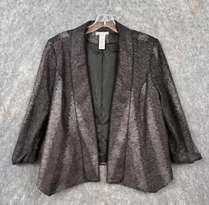 Alberto Makali Jacket Women XL Black Silver Shimmer Cover Up Layer Office Drape - Picture 1 of 15