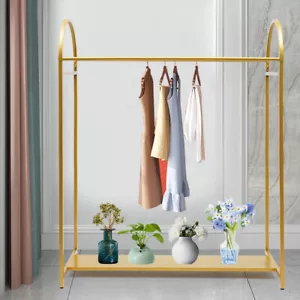 Durable Double Rod Clothes Rack Heavy Duty, Commercial Garment Rack Display US~ - Picture 1 of 11