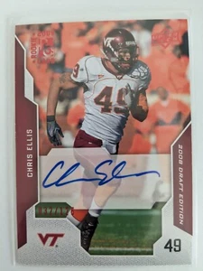 2008 Upper Deck Draft Edition Red Auto CHRIS ELLIS #16 VIRGINIA TECH HOKIES - Picture 1 of 2