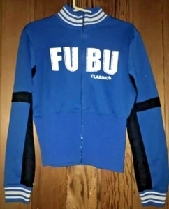 Vintage 90s FUBU Classics Boys 1X Blue White Zip-Up Jacket - Picture 1 of 5