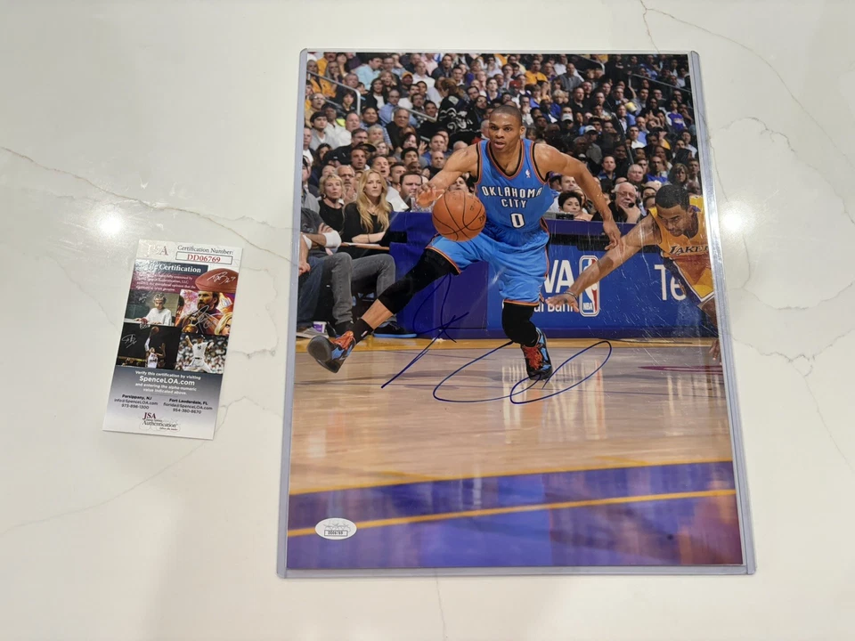 Foto autografiada firmada por Russell Westbrook 11x14 certificado de autenticidad JSA THUNDER Foto 1 de 1